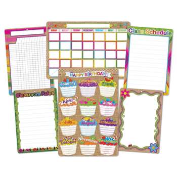 6 Pack Burlap Stitched Class Charts Smart Poly, ASH91206