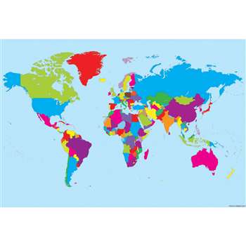 10 Pack Smart Poly World Map Charts Dry-Erase Surf, ASH91801