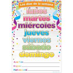 Chart Spanish Days Of The Week Dry-Erase Surface, ASH93600