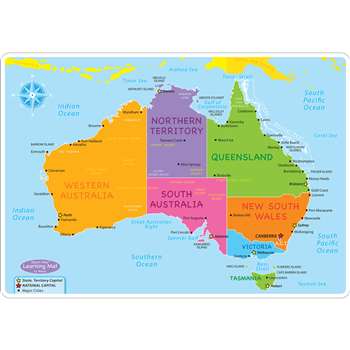 Australian Map Learning Mat 2 Sided Write On Wipe , ASH95032