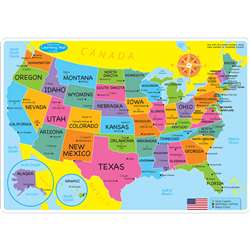10Pk Us Map Learning Mat 2 Sided Write On Wipe Off, ASH95600