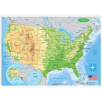 10Pk Us Map Learning Mat 2 Sided Write On Wipe Off, ASH95601