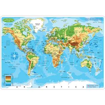 10Pk World Map Learn Mat 2 Sided Write On Wipe Off, ASH95603