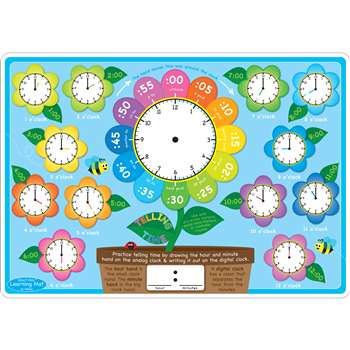 10Pk Telling Time Learn Mat 2 Sided Write On Wipe , ASH95618