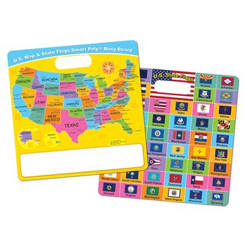 Dry Erase Busy Board Us Map & Flags, ASH98008