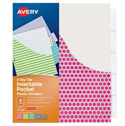 Avery Big Tab 5 Tab Pocket Insertable Plastic Divi, AVE07708