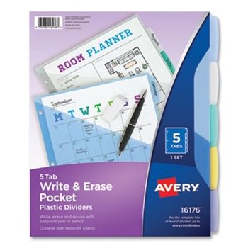 5 Tab Translucent Dividers With Pockets - AVE16176