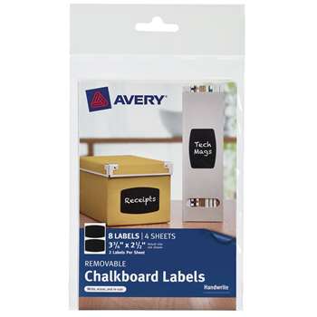Avery Rectangle 8Pk Removable Chalkboard Labels 3 , AVE73301