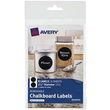 Avery Round 8Pk Removable Chalkboard Labels 2 3/4I, AVE73302