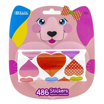 Bazic Heart Sticker Rolls 486/Roll, BAZ3866