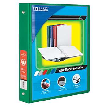 3Ring Binder with 2 Pockets 15&quot; Grn, BAZ4142