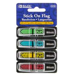 1/2&quot; Sign Here Flags 100Ct Stick On Flags, BAZ5172