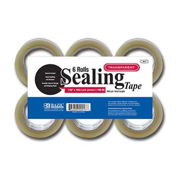 Bazic Clear Sealing Tape 6 Pack, BAZ917