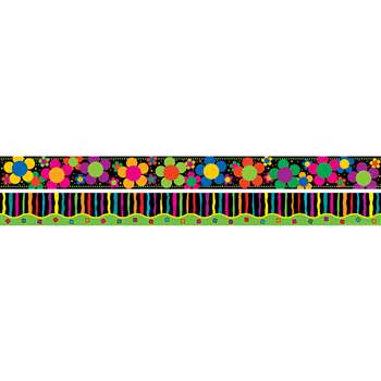 Neon Stripe And Flower Border Double Sided, BCPLL946