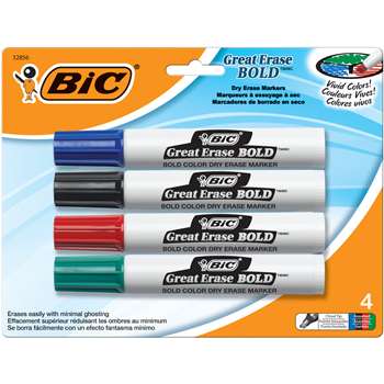 Bic Great Erase Dry Erase Chisel Point Markers 4 Pack By Bic Usa