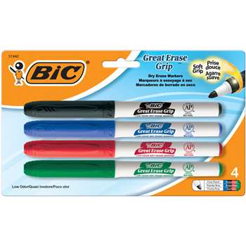 Bic Great Erase Dry Erase Fine Point Markers 4 Pack Low Odor By Bic Usa