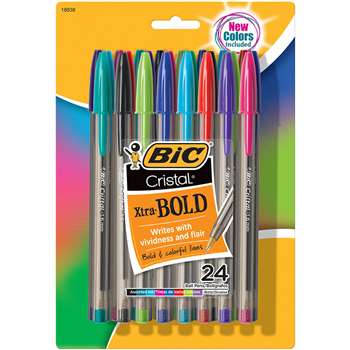 Bic Cristal Xtra Bold Pack Of 24, BICMSBAPP241AST