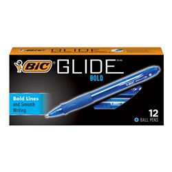 Bic Glide Ball Pen Bold Blue 12/Pk, BICVLGB11BLU