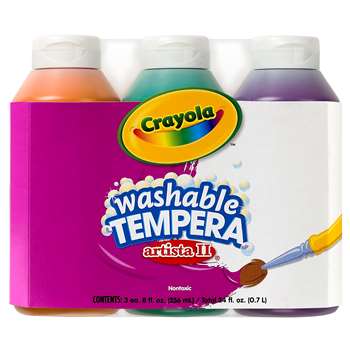 Tempera Paint Washable 3Ct 8Oz Secondary Color Set Artista Ii By Crayola