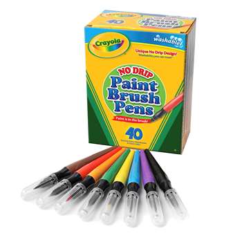 No Drip Paint Brush Pens 40Ct Washable By Crayola