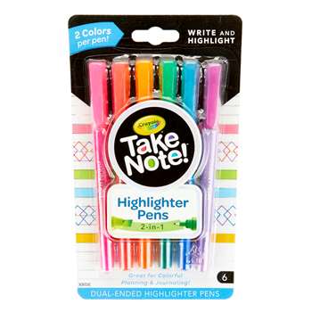 6Ct Take Note Highlighter Pens Dual-Ended, BIN586534