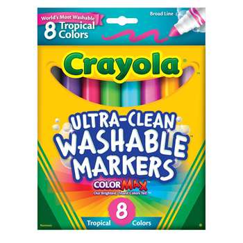 Washable Markers Tropical 8 Pk Conical By Crayola