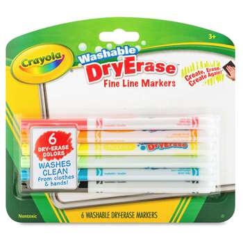 Crayola 6 Color Washable Dry Erase Markers, BIN985906
