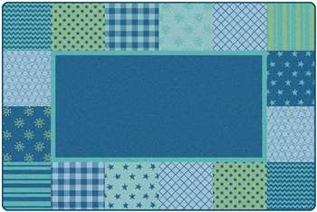 KIDSoft™ Pattern Blocks - Blue 6'x9' Rectangle Carpet, Rugs For Kids