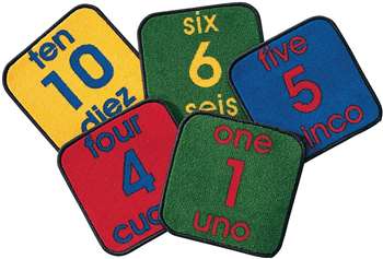 Bilingual Number Squares Kit Set of 10 Carpet, Rugs For Kids