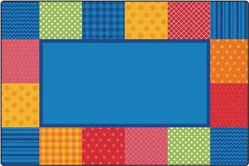 KIDSoft™ Pattern Blocks - Primary 4'x6' Rectangle Carpet, Rugs For Kids