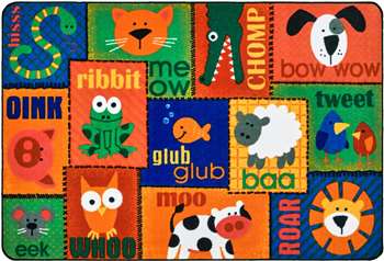 Animal Sounds Toddler Rug Rectangle 6'x9' Carpet, Rugs For Kids