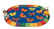 123 ABC Butterfly Fun Rug Oval 5'5''x7'8" Carpet, Rugs For Kids