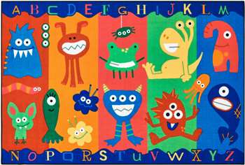 Alphabet Monsters 3'x4'6" Rectangle Carpet, Rugs For Kids