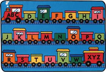 Alphabet Train Rectangle 3'x4'6" Carpet, Rugs For Kids