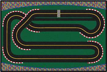 Super Speedway Racetrack Rug 3'x4'6" Rectangle Carpet, Rugs For Kids