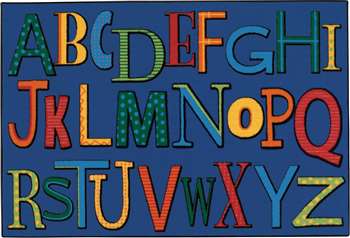 Playful Alphabet 3'x4'6" Rectangle Carpet, Rugs For Kids