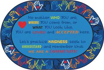 Hands Together Community Rug 6'x9' Oval Carpet, Rugs For Kids