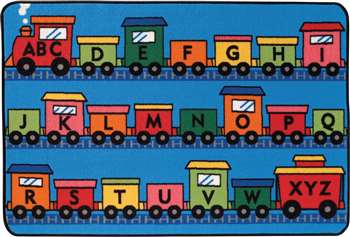 Alphabet Train Rectangle 4'x6' Carpet, Rugs For Kids