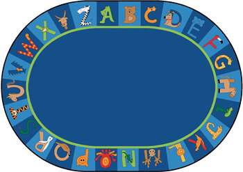 A to Z Animals! Oval 8'3"x11'8" Carpet, Rugs For Kids