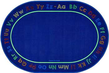 Chalk & Play Literacy 6'9"x9'5" Oval Carpet, Rugs For Kids