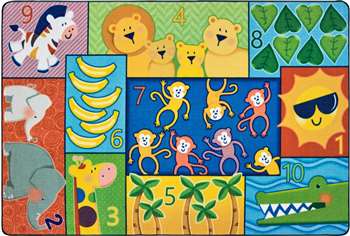 Jungle Jam Counting Rug 4'x6' Rectangle Carpet, Rugs For Kids