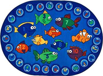 Fishing for Literacy Oval 6'9''x9'5" Carpet, Rugs For Kids