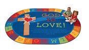 God is Love Learning Rug Oval 5'5''x7'8" Carpet, Rugs For Kids