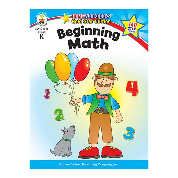 Beginning Math Home Workbook Gr K By Carson Dellosa
