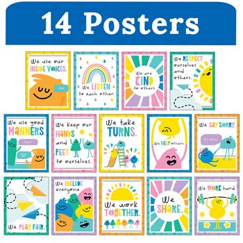 Mini Posters Rules Happy Class Set, CD-106064