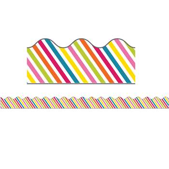 School Pop Rainbow Stripe Scalloped Border, CD-108258