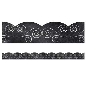 Swirls On Chalkboard Scallpd Bordrs Industrial Caf, CD-108393