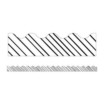Black & White Stripes Scallopd Trim Kind Vibes, CD-108434
