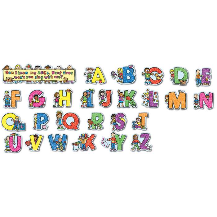 Alphabet Kids Kid-Drawn Bulletin Board Set By Carson Dellosa