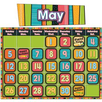 Stylin Stripes Calendar Bulletin Board Set By Carson Dellosa